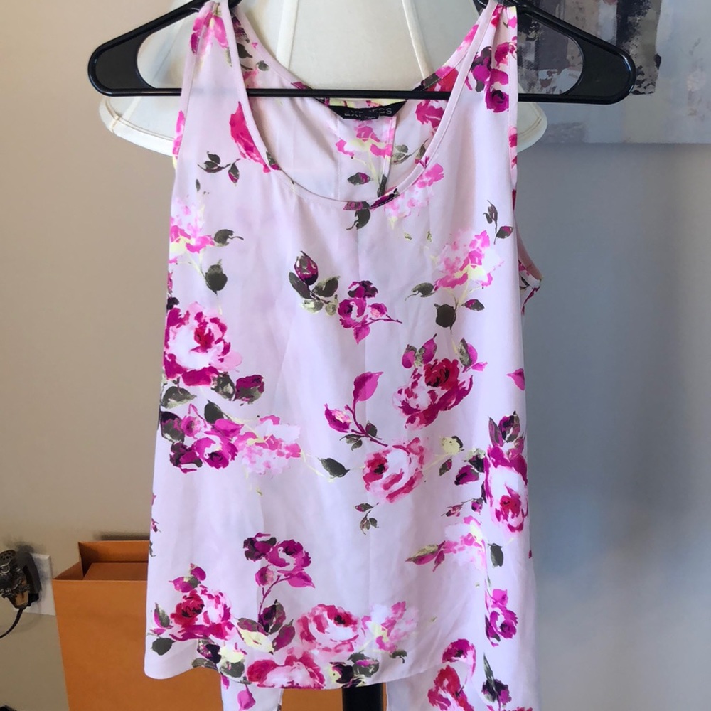 Express floral open back tank top